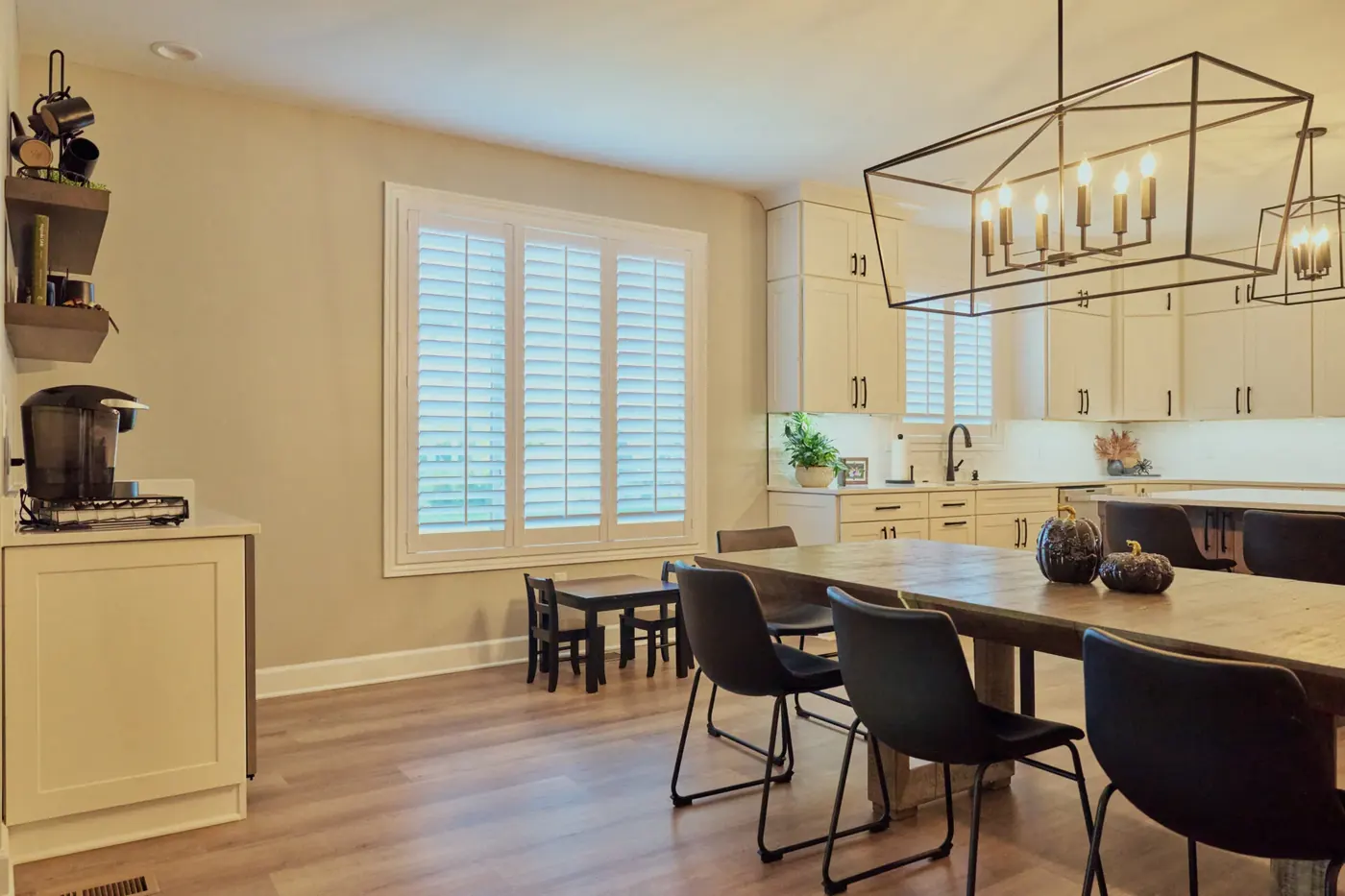 Plantation shutters fitted to a Center Grove window